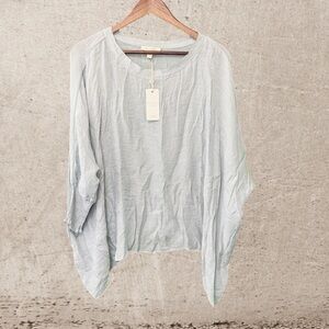 Blue Relaxed Long Sleeve Blouse